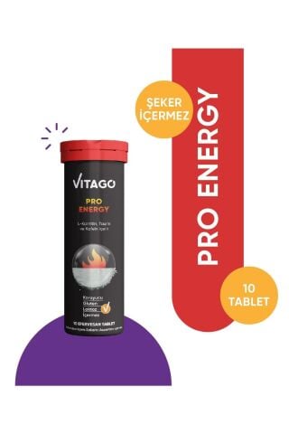 VİTAGO Energy L-karnitin, Taurin, Kafein Içeren 10 Efervesan Tablet
