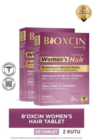 Bioxicn Womens Hair 30 Tablet x2 kutu - Keratin Kolajen Biotin Çinko Demir Selenyum Dul Avrat