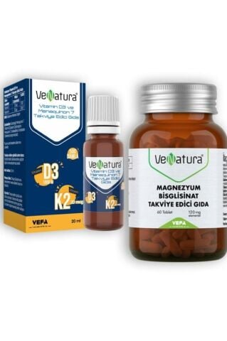 Venatura Magnezyum Bisglisinat 60 Tablet ve D3 K2 Damla 20 ml