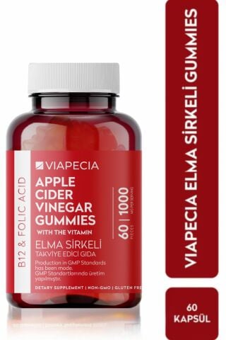 Viapecia Elma Sirkeli B12 & Folik Asit Gummy 60 Adet Gummies B12 Ve Folikasit