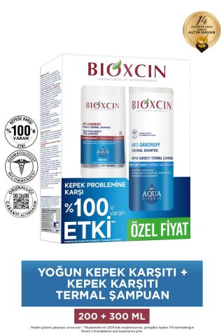 Aqua Termal Kepek Karşıtı Şampuan 300 ml + Yoğun Kepek Karşıtı Şampuan 200 ml (2'li Set)
