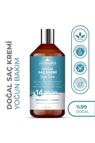Yeşilmarka Doğal Saç Kremi- Yoğun Ve Onarıcı Bakım- Yıpranmış Ve Sorunlu Saçlar- Vegan Ve Organik