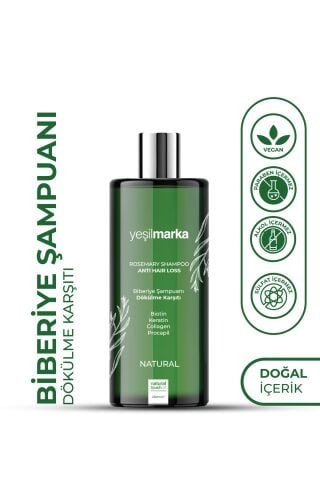 Yeşilmarka Doğal Biberiye Şampuanı - Dökülme Karşıtı Biotin, Keratin ve Güçlendirici Etki 250 ml