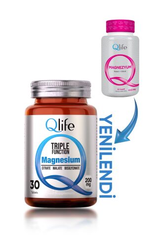 Qlife Magnezyum Triple Function Sitrat ve Malat ve Bisglisinat 30 Tablet