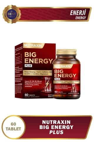 Nutraxin Big Energy Plus 150 mg Kafeinli Ginseng & Zencefil İçeren Takviye Edici Gıda 60 Kapsül