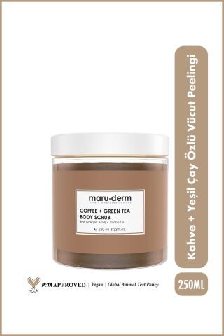 MaruDerm Body Scrub | Kahve + Yeşil Çay Özlü Vücut Peelingi | BHA + Jojoba Yağı 250 ML