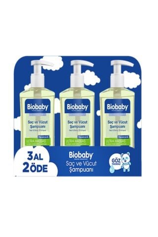 Biobaby Ultra Hassas Saç Ve Vücut Bebek Şampuanı 500 ml Prebiyotik Alman Papatyası 3 Al 2 Öde