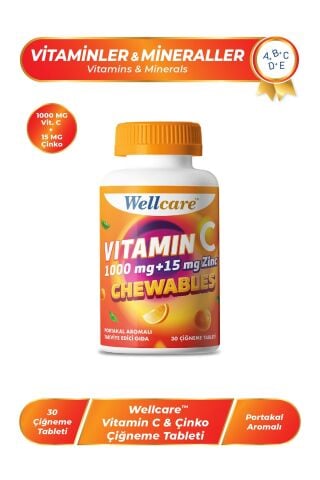 Wellcare Vitamin C & Çinko Çiğneme Tablet - 30 Tablet