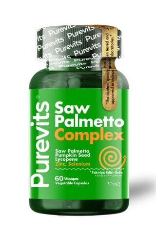 Purevits Saw Palmetto Complex-cüce Palmiye-çinko-kabak Çekirdeği Ekstraktı-likopen-selenyum 60 Adet