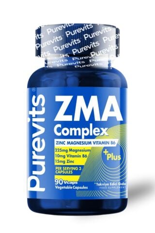 Purevits ZMA Complex Magnezyum, Çinko, Vitamin B6, 90 Bitkisel Kapsüllü