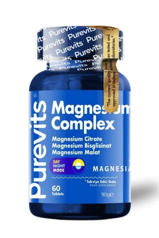 Purevits Magnezyum Complex - Sitrat - Bisglisinat – Malat 200 mg – 60 Tablet