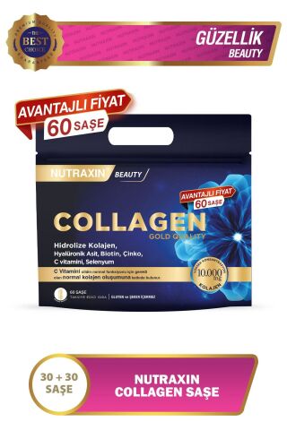 Nutraxin Collagen 60 Saşe 10.000 Mg Tip 1 Tip 3 Ananas Aromalı Avantajlı Çanta
