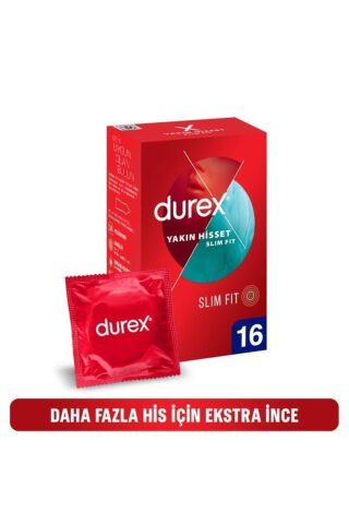 Durex-Yakın Hisset Slim Fit İnce Prezervatif 16'lı