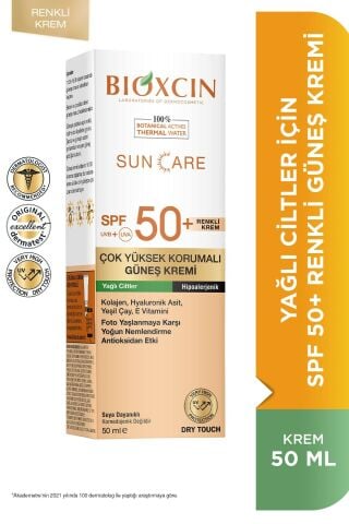 Bioxcin Yağlı Ciltler İçin Renkli 50 Faktör Güneş Kremi 50 ml