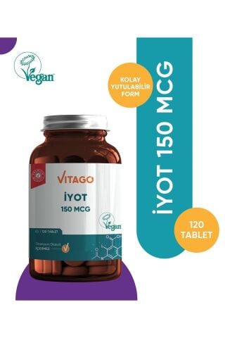 VİTAGO-Premium Iyot 150 Mcg Içeren Tablet Takviye Edici Gıda 120 Tablet