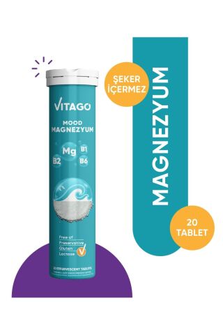 Vitago 20li Mood Magnezyum , Vitamin B1, Vitamin B2 Ve Vitamin B6 Içeren Efervesan Tablet