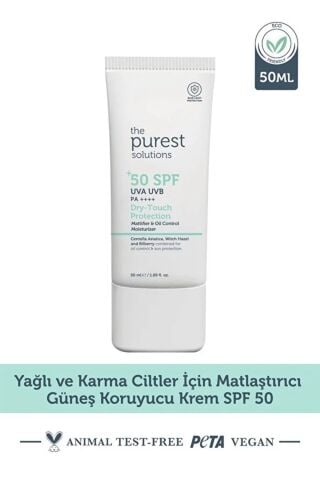 The  Purest solutions Yağlı Ve Karma Ciltler Için Matlaştırıcı Güneş Koruyucu Krem (50ml)