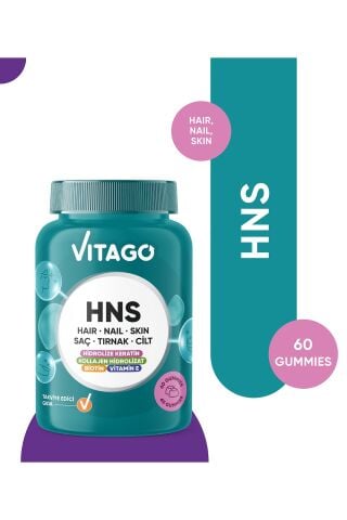 VİTAGO HNS Hair Nail Skin Biotin, Folik Asit Vitamin E ve Hidrolize Keratin