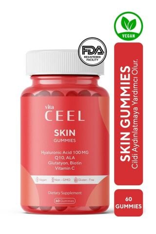 VitaCeel Cilt Aydınlatıcı, Nemlendirici Leke Karşıtı Vegan Gummy Vitamin C, Hyaluronic Acid, Glutaty