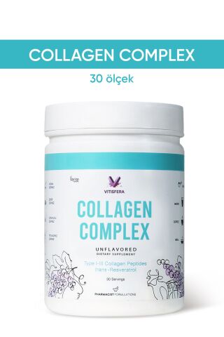 Vitisfera Collagen %100 Saf, Doğal Tip I-III Çift Hidrolize Kolajen Peptitleri + trans Resveratrol