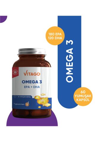 VİTAGO Premium Omega 3 İçeren Softjel Takviye Edici Gıda 60'lı
